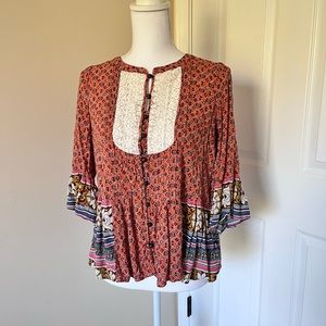 Anthropologie orange and lace shirt size 4